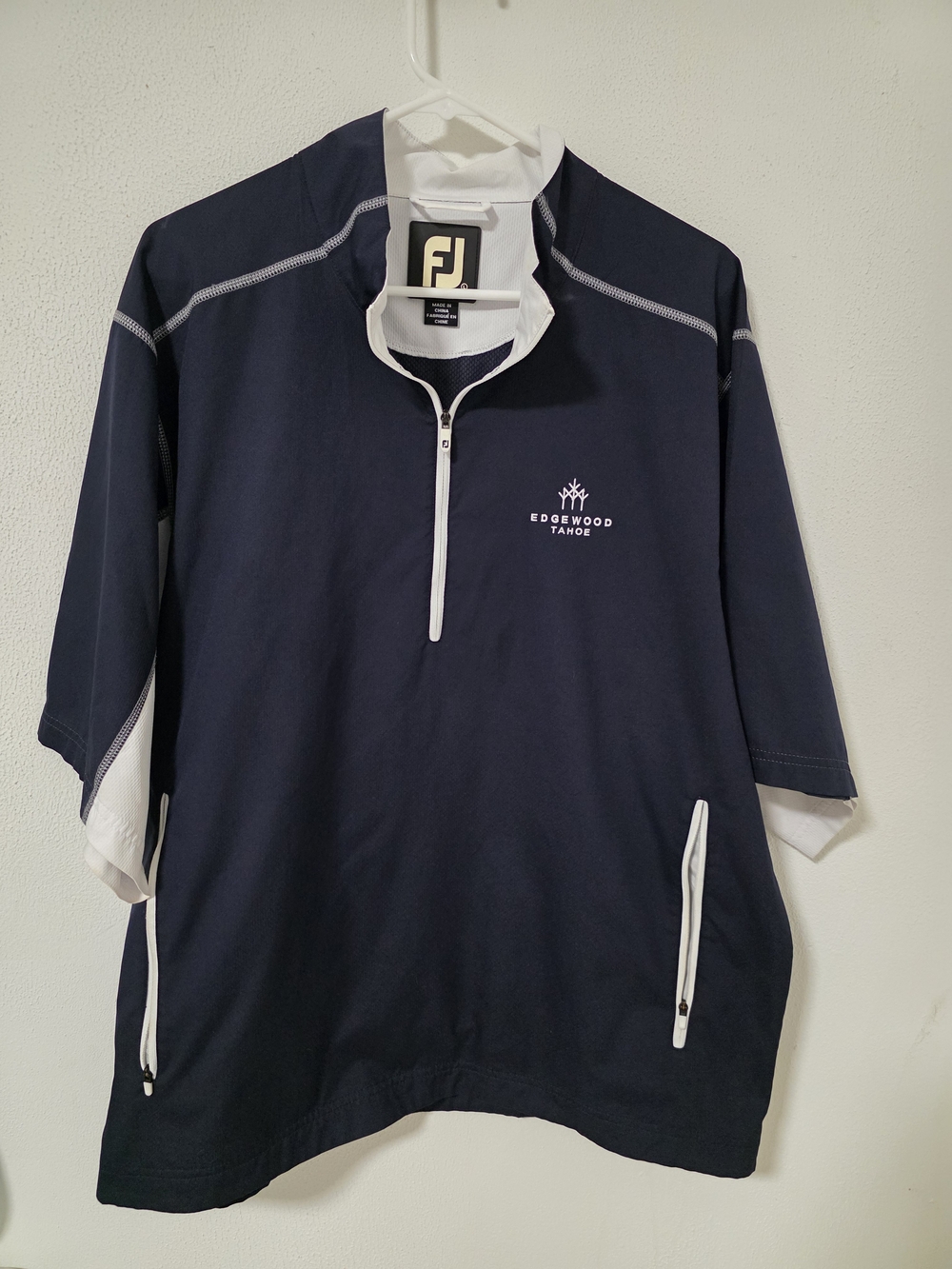 FootJoy Navy and White Half-Zip Golf Pullover